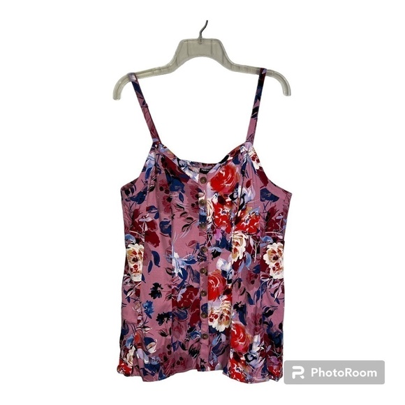 Torrid Blush Pink Fit & Floral Challis Stretch Camisole Top Sz 1 - Picture 2 of 9